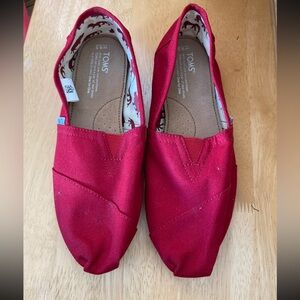 TOMS Red Slip-On Shoes